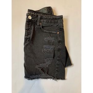 American Eagle Distressed Black Denim Skirt